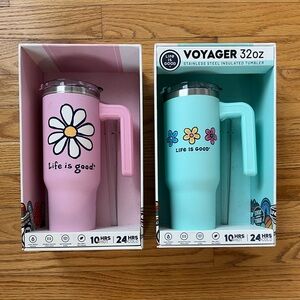 Life Is Good Pink and Blue Stainless Steel Tumblers-2